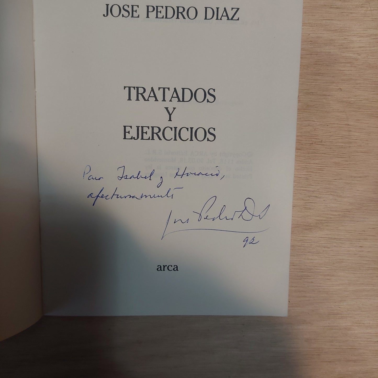 Tratados y ejercicios - José Pedro Diaz (firmado y dedicado por el autor)