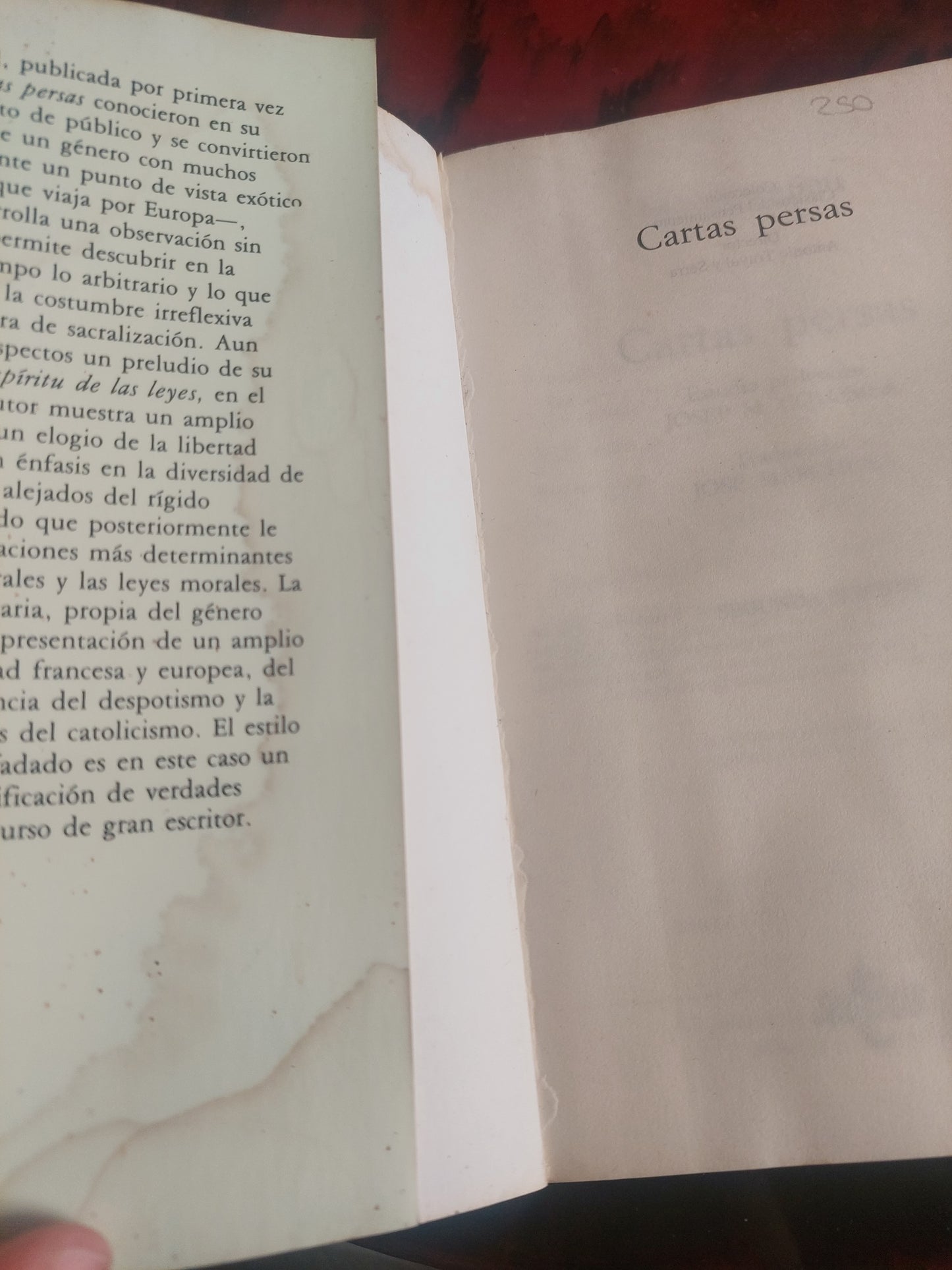 Cartas persas - Montesquieu (detalle humedad en tapa)