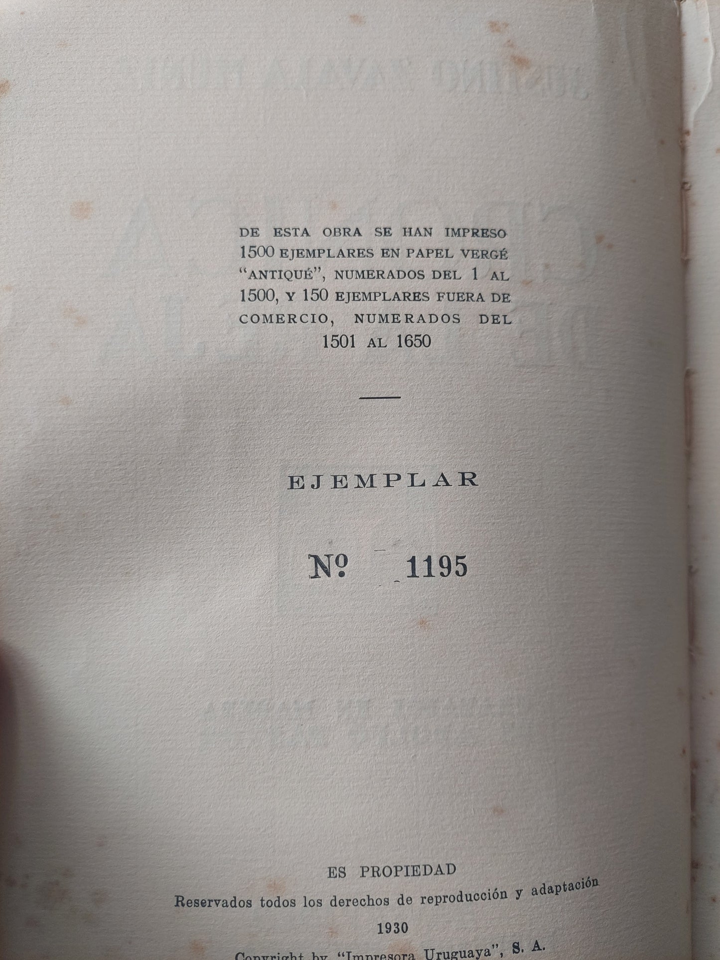 Crónica de la reja - Justino Zavala Muniz. Ejemplar numerado, 1930