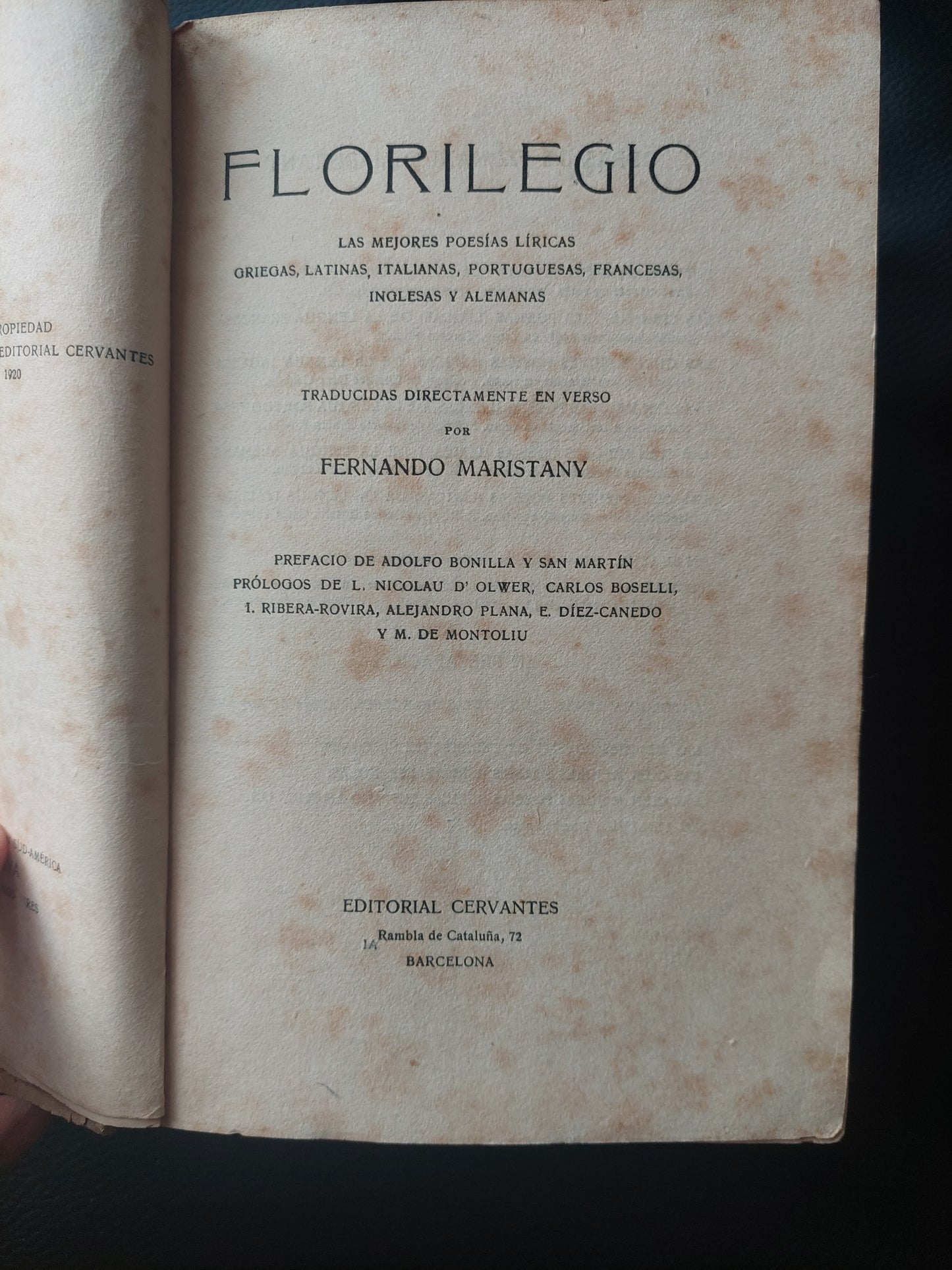 Florilegio - Fernando Maristany. 1920