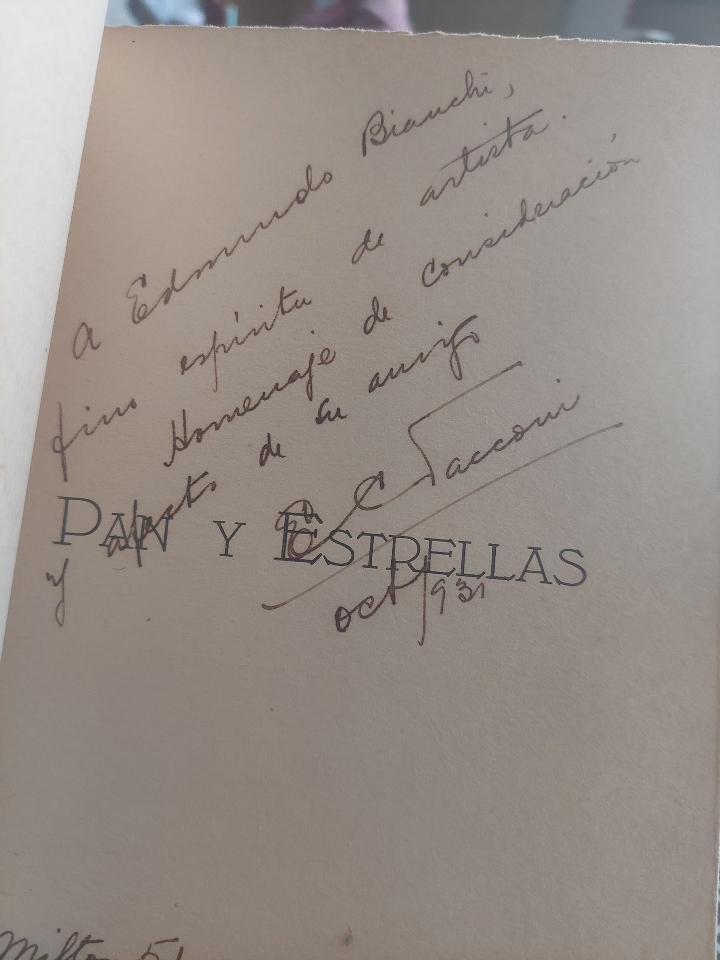 Pan y estrellas - Emilio Carlos Tacconi. Firmado por el autor, 1931