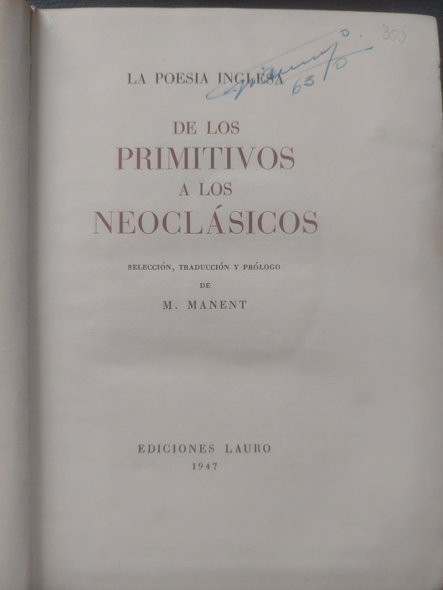 La poesía inglesa. De los primitivos a los neoclásicos