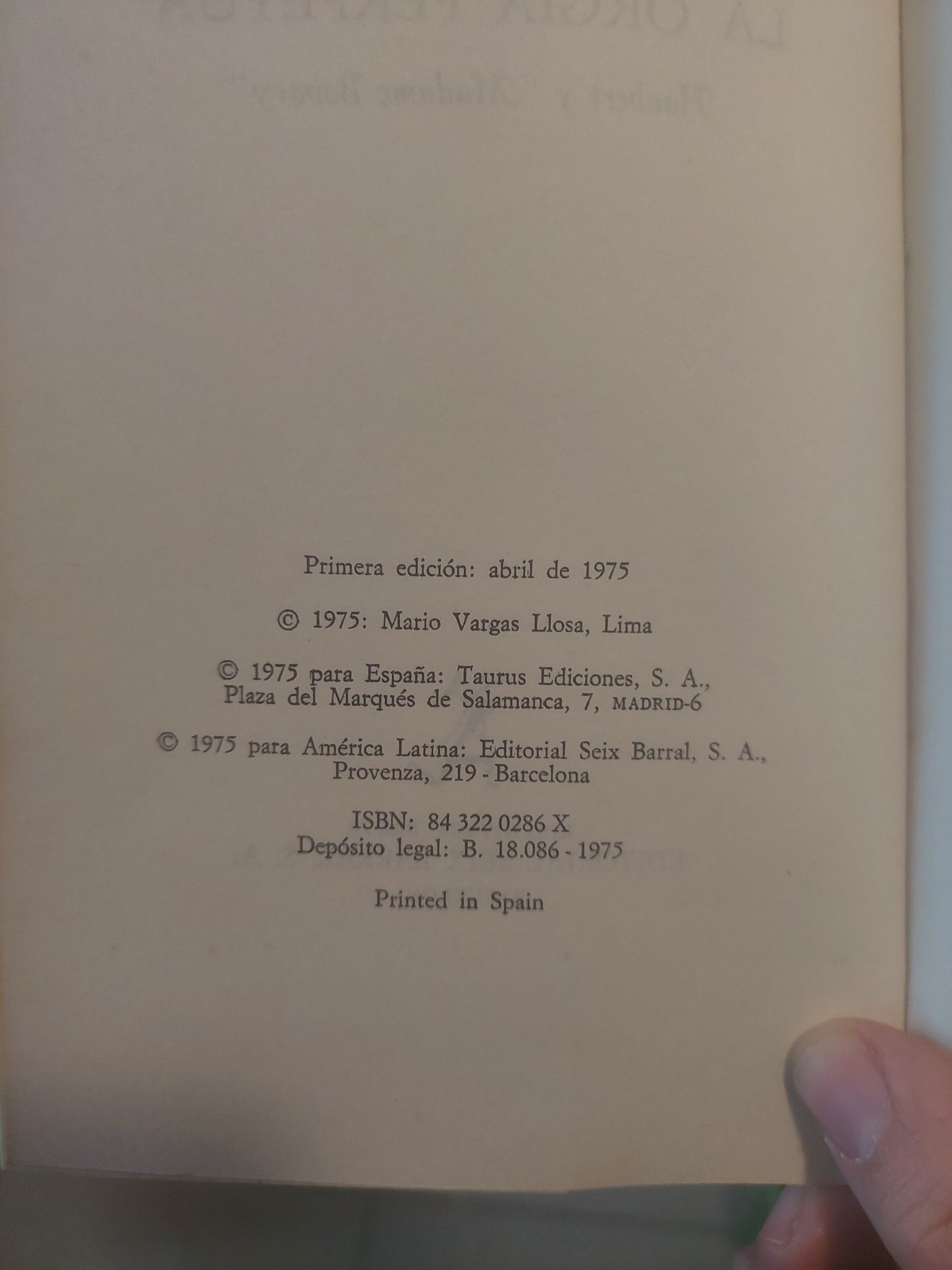 La orgia perpetua. Flaubert y "Madame Bovary" - Mario Vargas Llosa (primera edición)