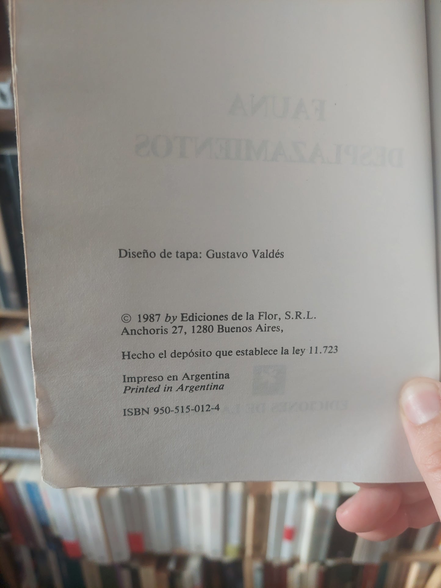 Fauna/Desplazamientos - Mario Levrero. Primera edición, 1987