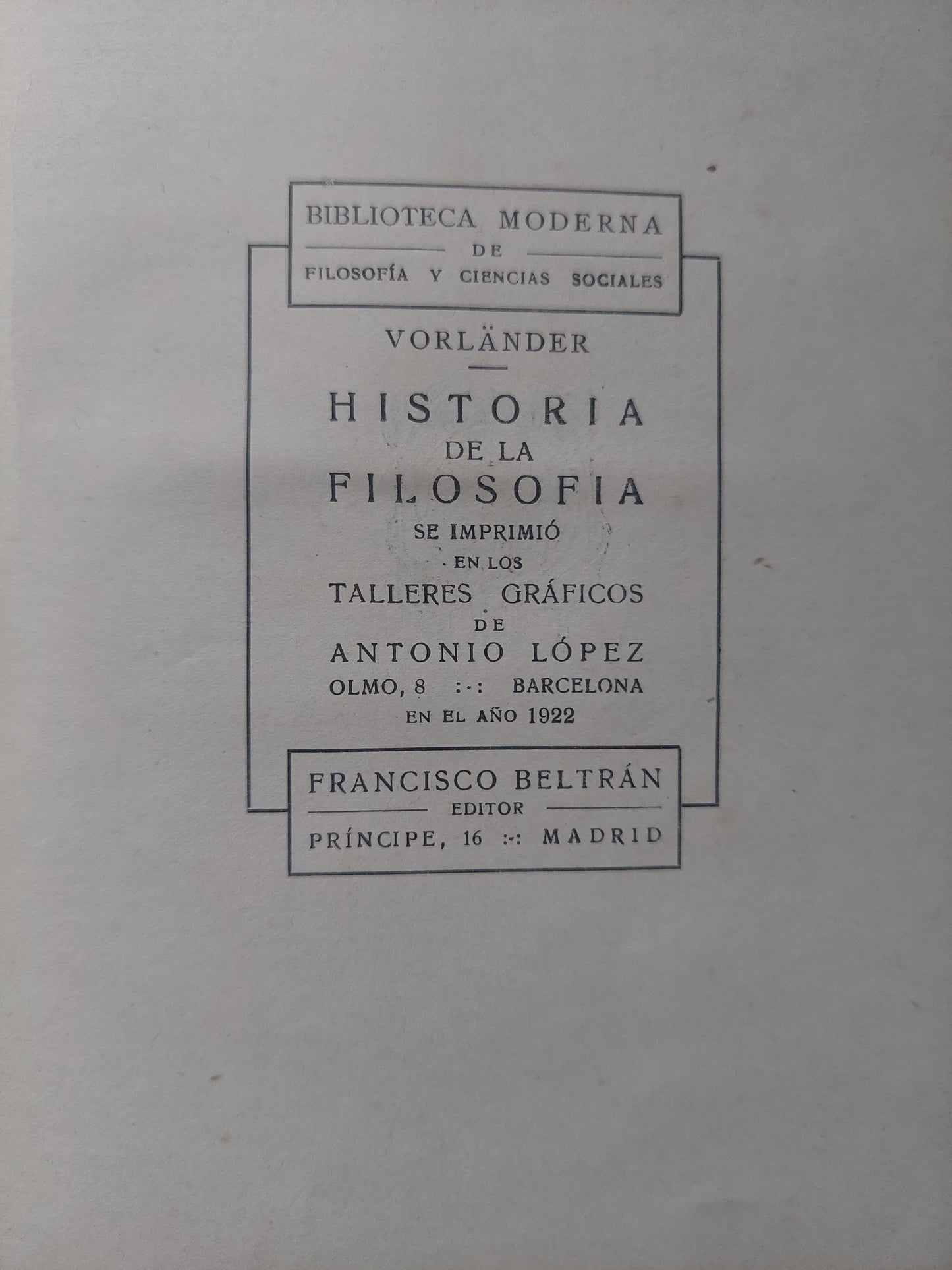 Historia de la filosofía tomo primero - Karl Vorlander