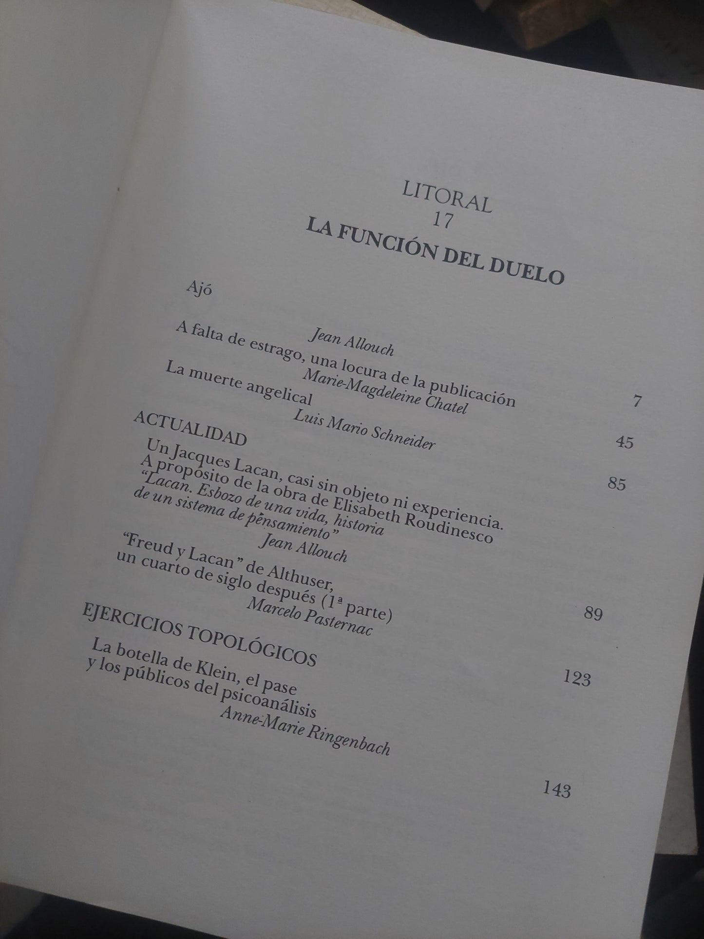 Litoral 17. La función del duelo