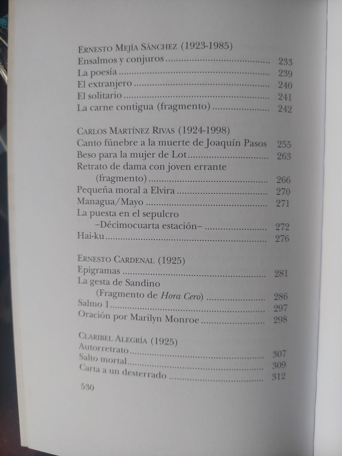 Antología . La poesía del siglo XX en Nicaragua