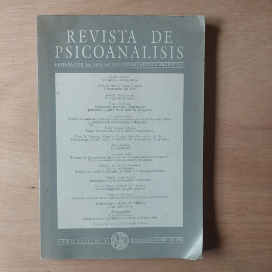 Revista de psicoanalisis. Tomo LIII, N4