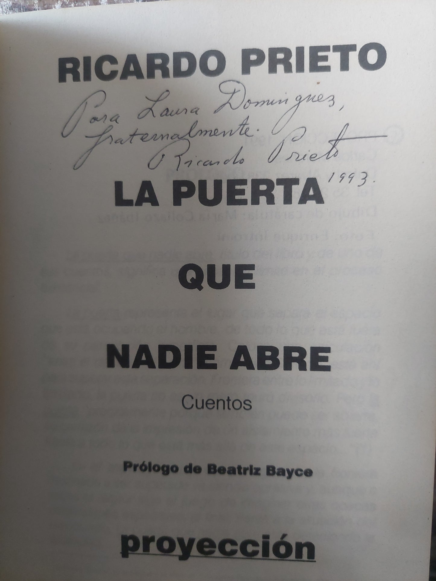 La puerta que nadie abre - Ricardo Prieto (firmado y dedicado por el autor)