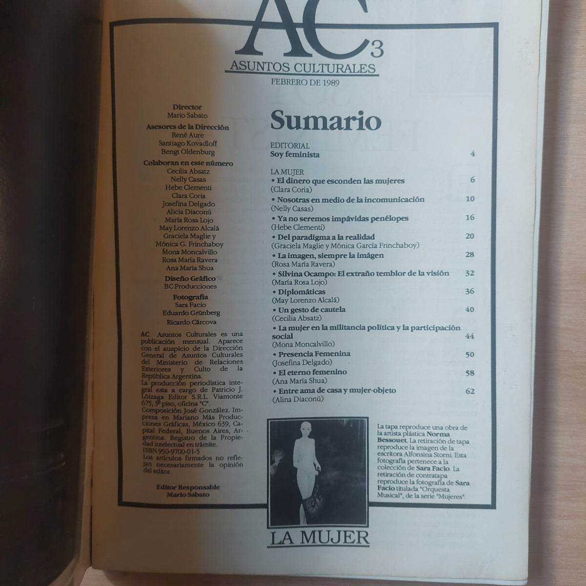 Asuntos culturales 3. La mujer. Febrero de 1989