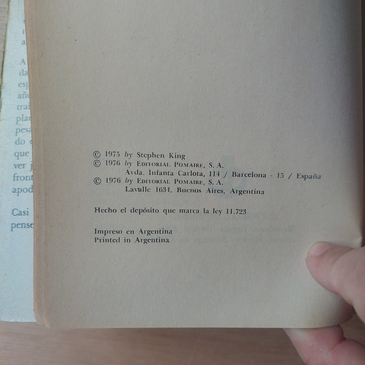 La hora del vampiro - Stephen King (primera edición en español, 1976)