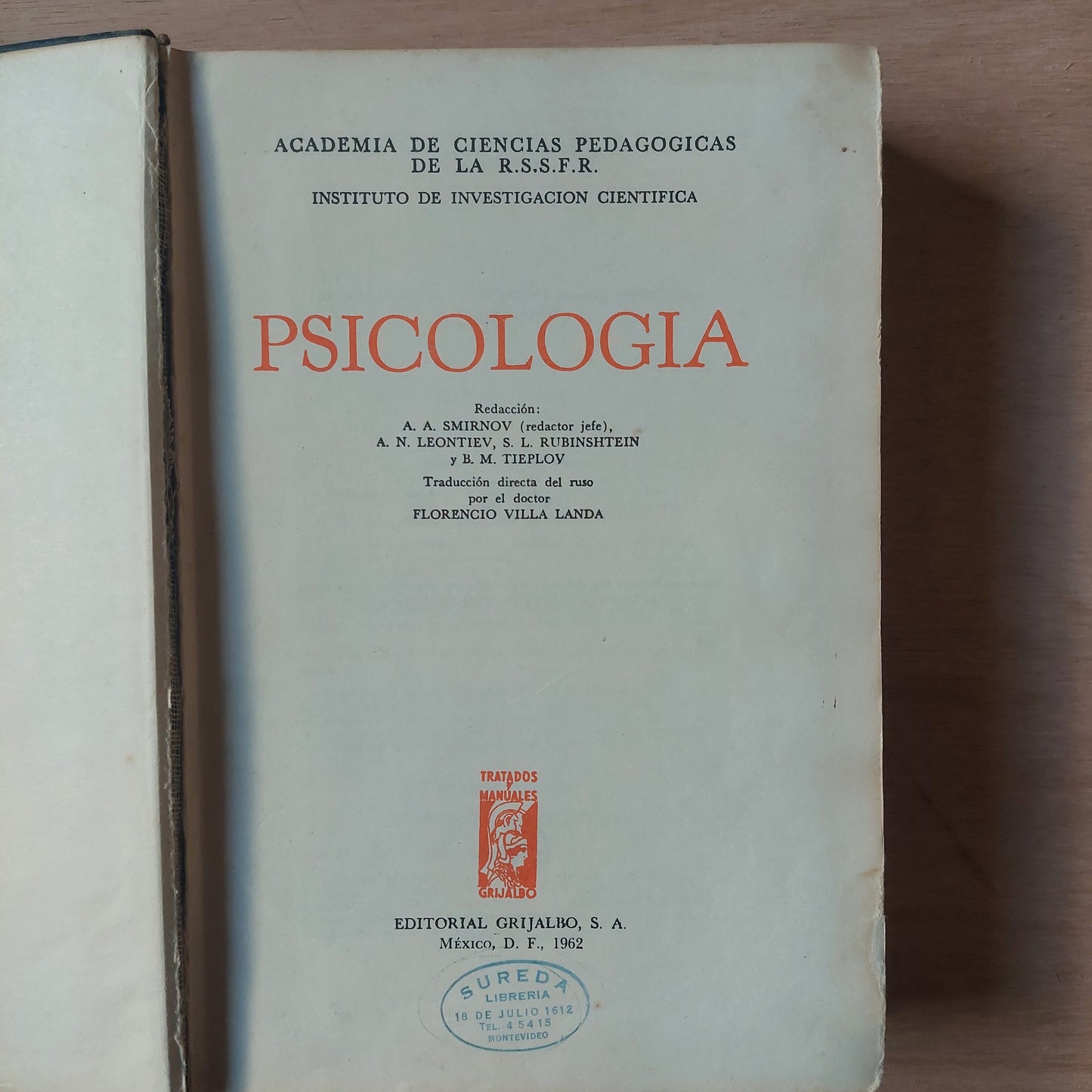 Psicología - Smirnov, Leontiev, Rubinshtein y Tieplov